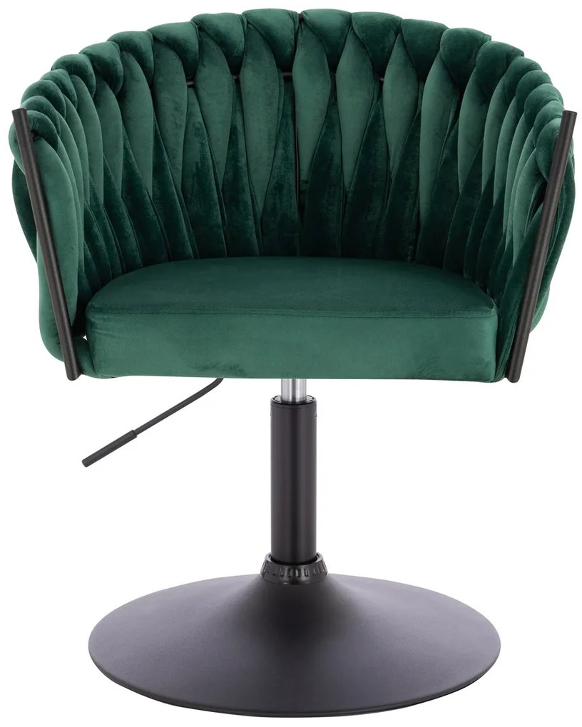 HR750N Scaun Verde din Catifea cu Bază Neagră
