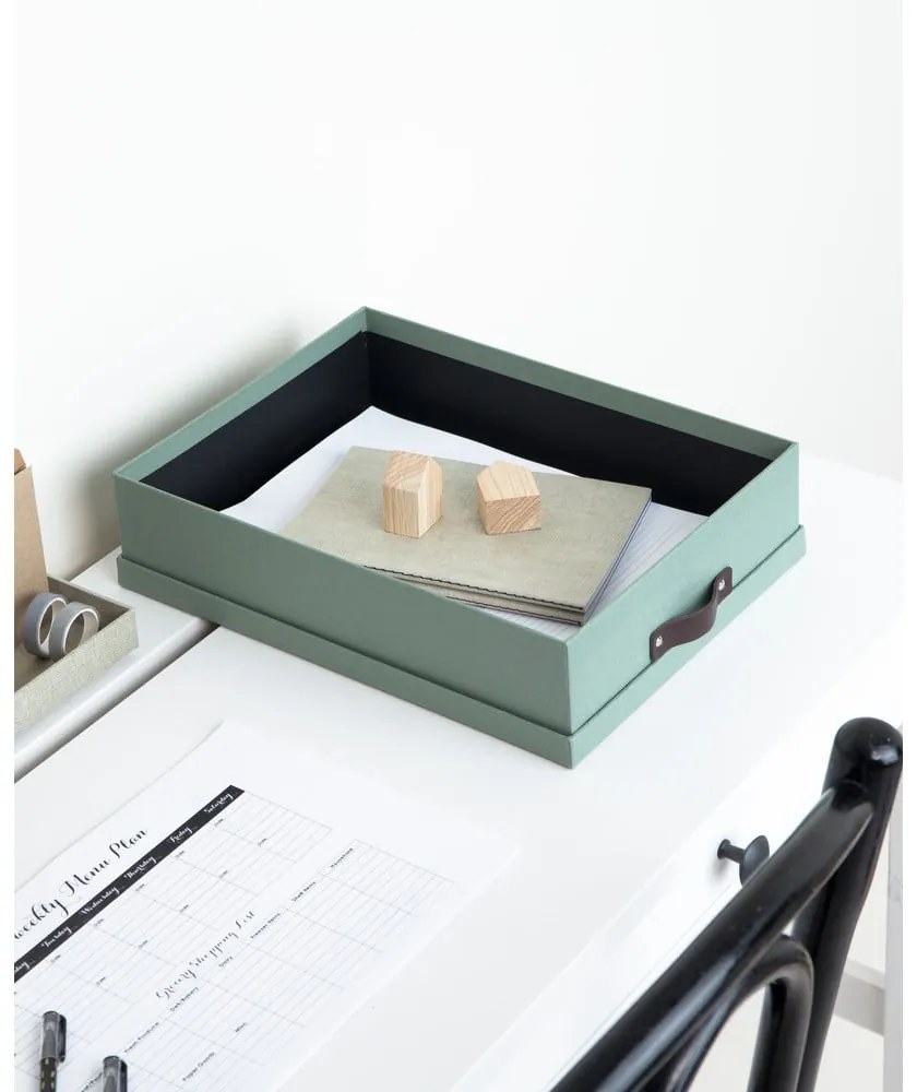 Organizator verde pentru documente din carton Oskar Canvas Paper Laminate – Bigso