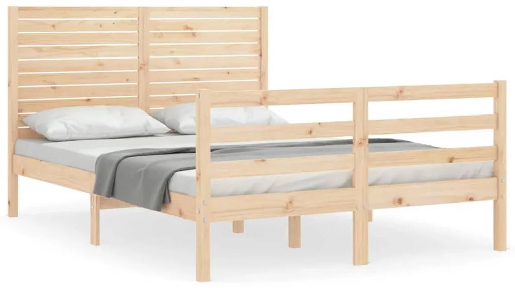 3194996 vidaXL Cadru de pat cu tăblie, dublu mic, lemn masiv