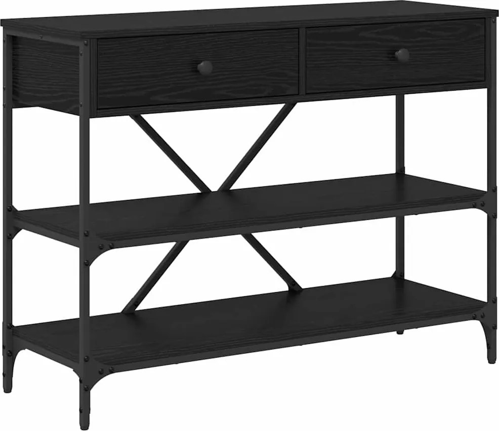 vidaXL Masă de consolă cu sertar Stejar Negru 100 x 34,5 x 75 cm lemn