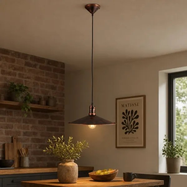 Brilagi - Lampă suspendată pe cablu FORGE 1xE27/60W/230V, ø 36 cm, cupru/patină