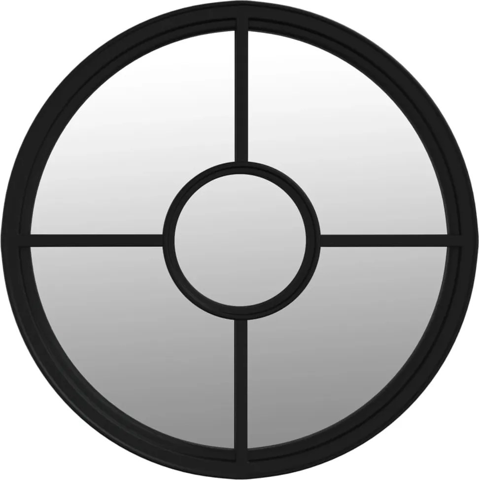 vidaXL Oglindă de grădină rotundă, negru, 40x4 cm, fier, uz exterior