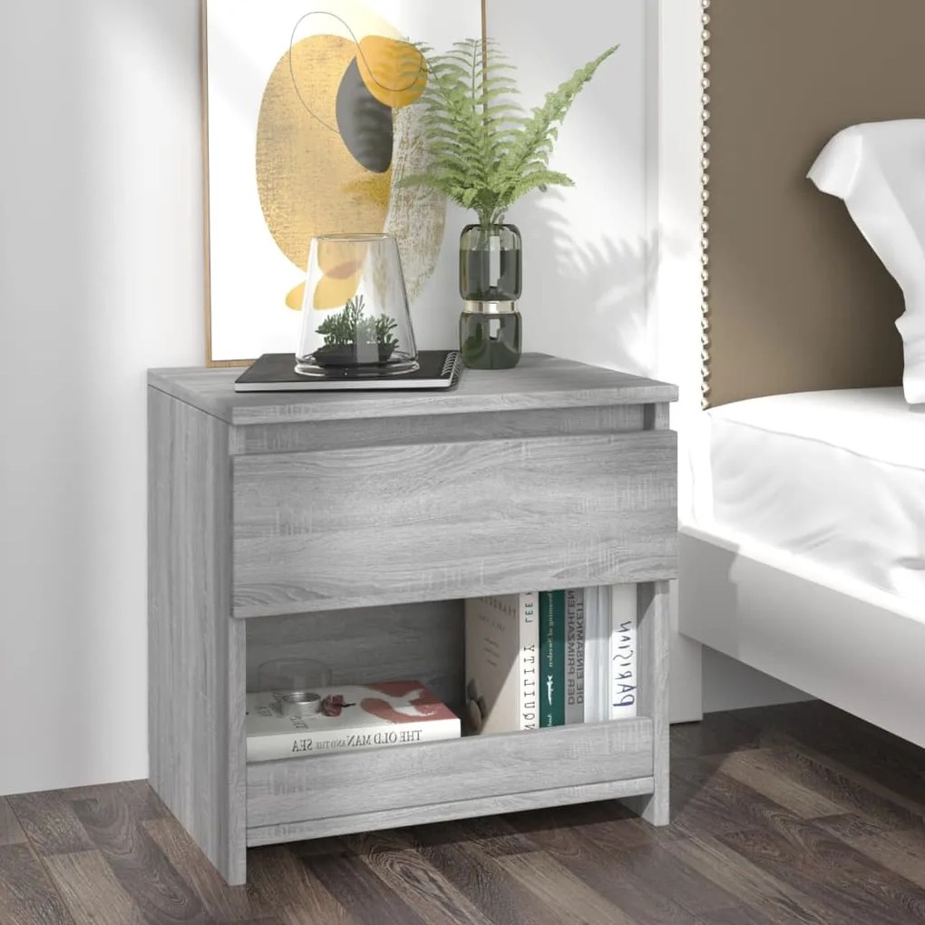 815131 vidaXL Noptieră, sonoma gri, 40x30x39 cm, lemn prelucrat