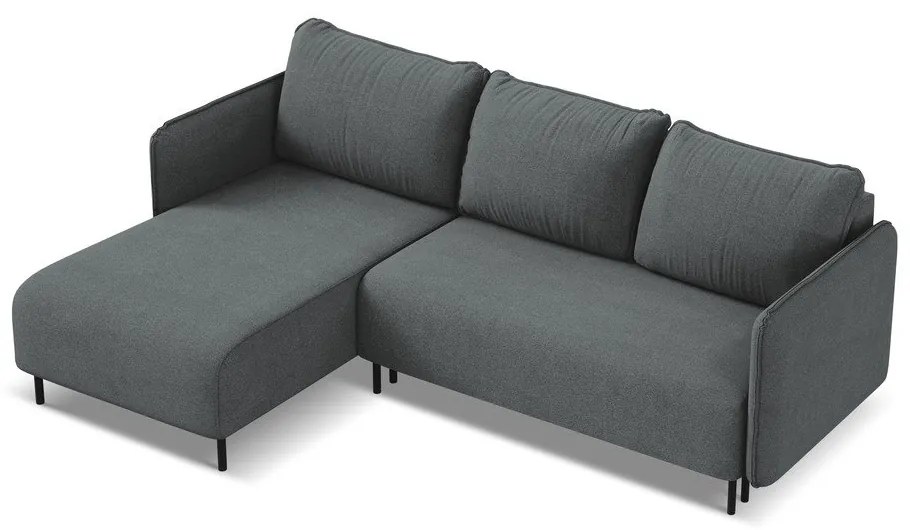 Colțar gri închis extensibil/cu spațiu de depozitare (cu colț pe partea stângă) Luana – Makamii