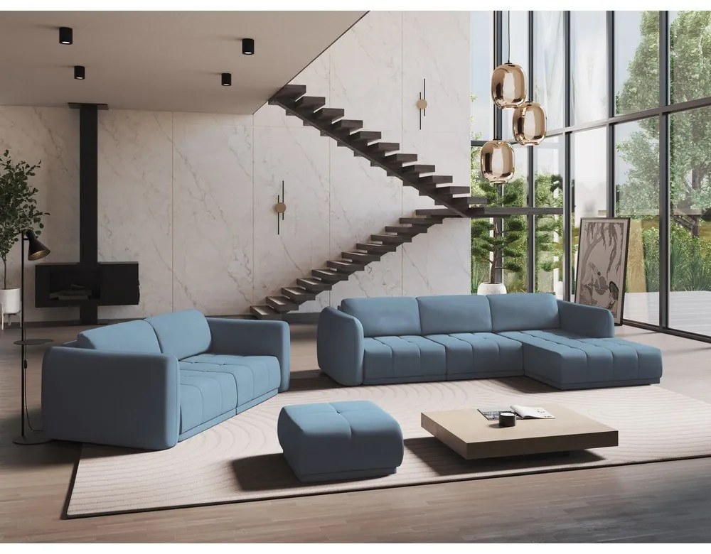 Canapea albastru-deschis 210 cm Hoku – Makamii