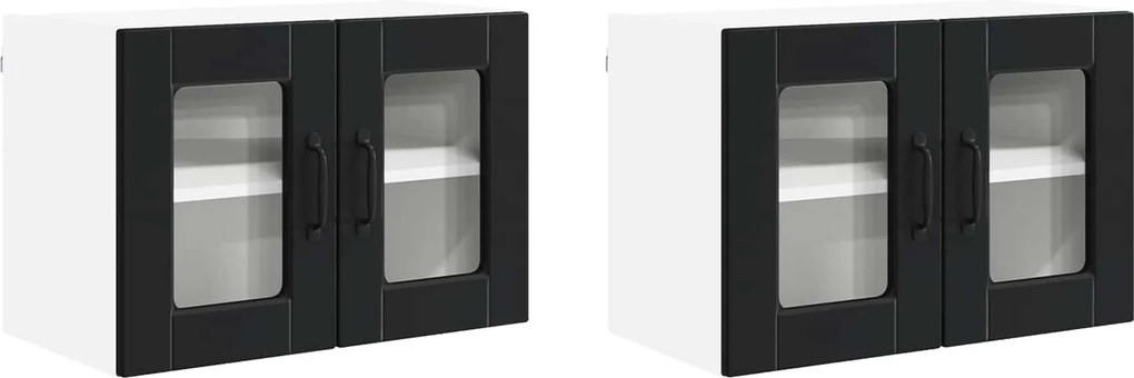 vidaXL Dulap de bucătărie 2 pcs Negru 60 x 31 x 40 cm Lemn compozit