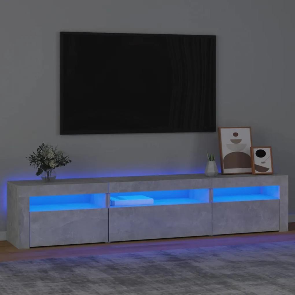 Comoda TV cu lumini LED, gri beton, 195x35x40 cm 1, Gri beton, 195 x 35 x 40 cm