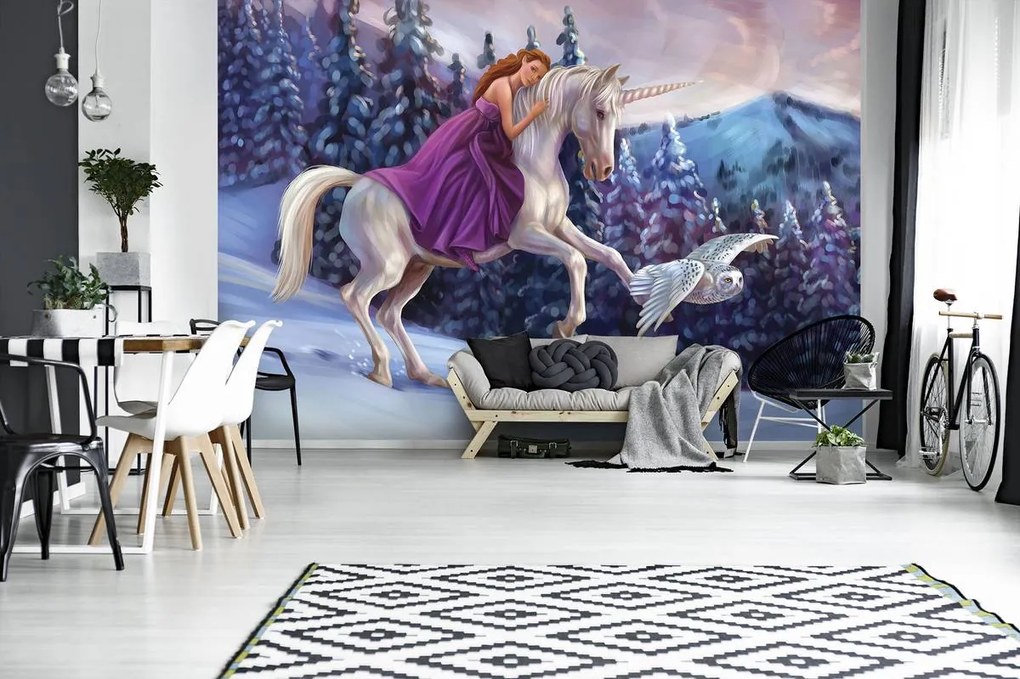Fototapet - Prințesa pe unicorn (254x184 cm)