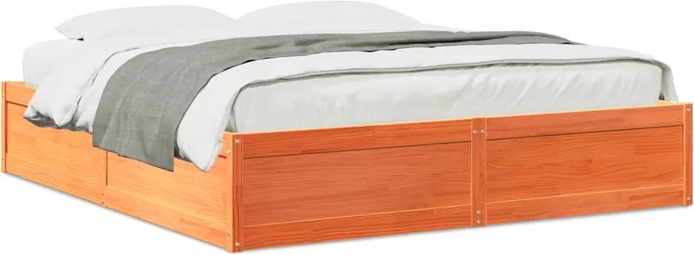 vidaXL Cadru de pat fără saltea, maro ceruit 200x200 cm lemn masiv pin