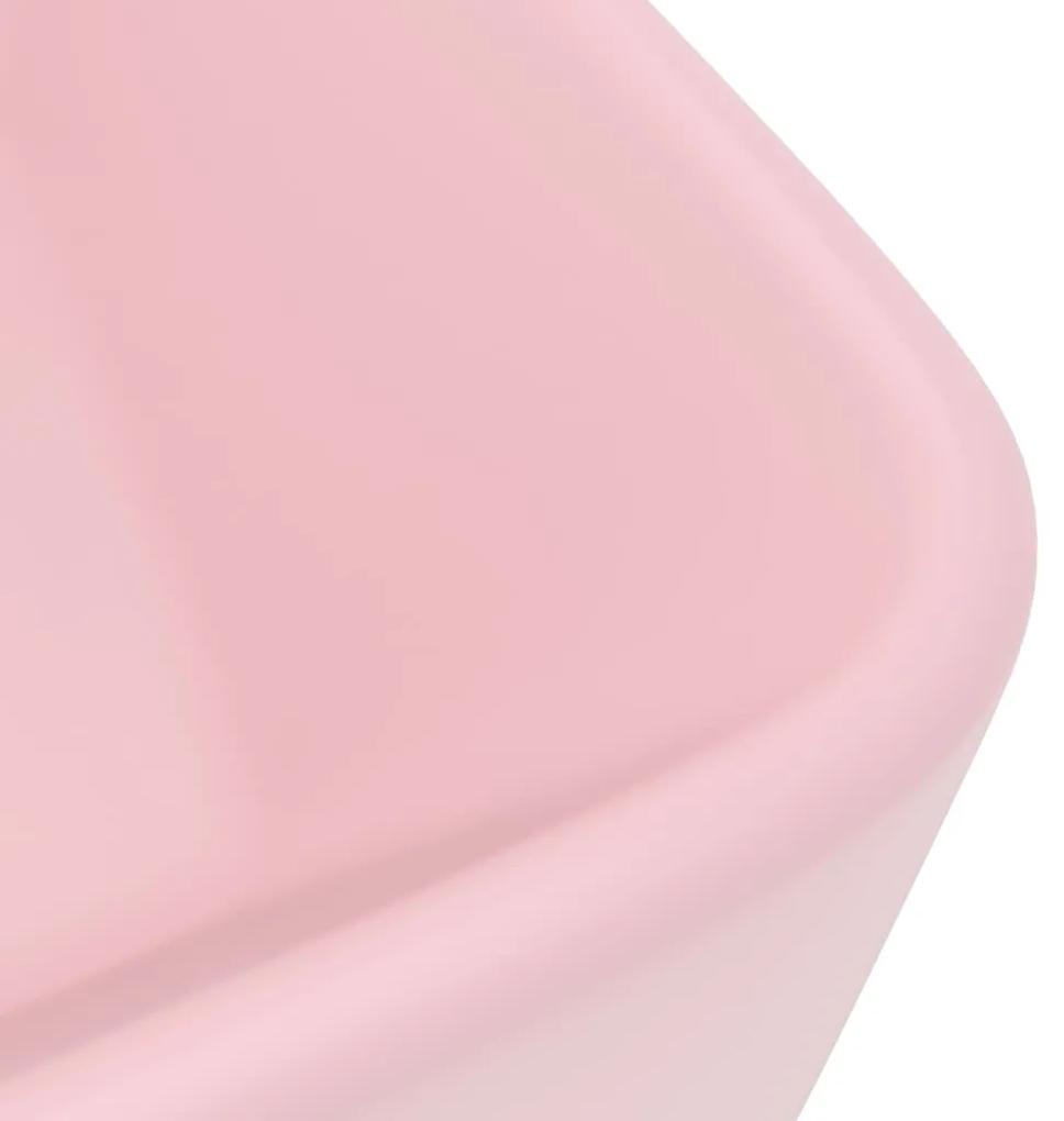 Chiuveta de baie lux, roz mat, 41 x 30 x 12 cm, ceramica matte pink