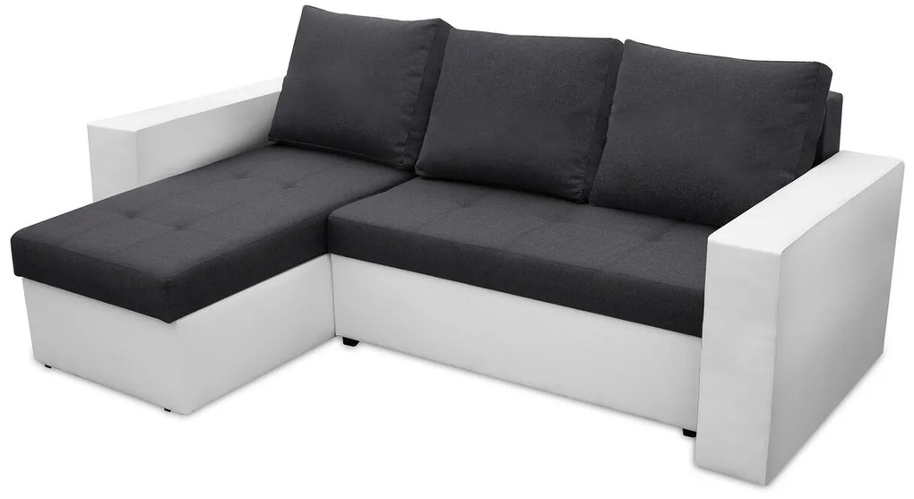 Coltar extensibil Toledo, 226x145x79 cm, 2 lazi depozitare, Reversibil, Alb/Antracit