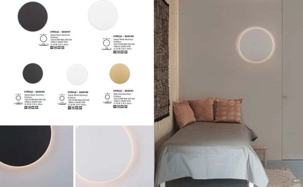 Aplica LED de perete design ambiental CYRCLE 20cm aurie