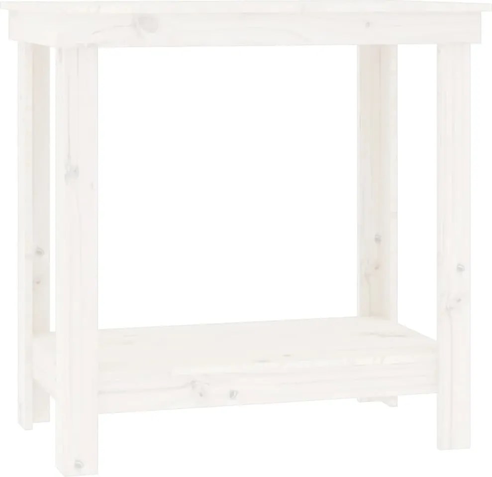 vidaXL Banc de lucru, alb, 80x50x80 cm, lemn masiv pin