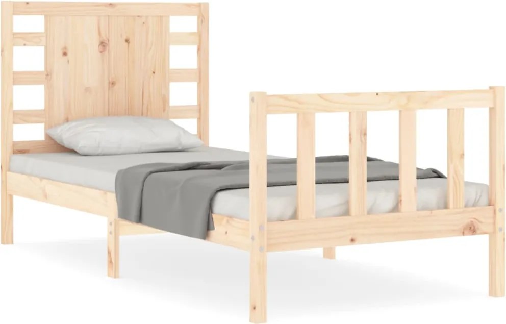 vidaXL Cadru de pat cu tăblie single, lemn masiv