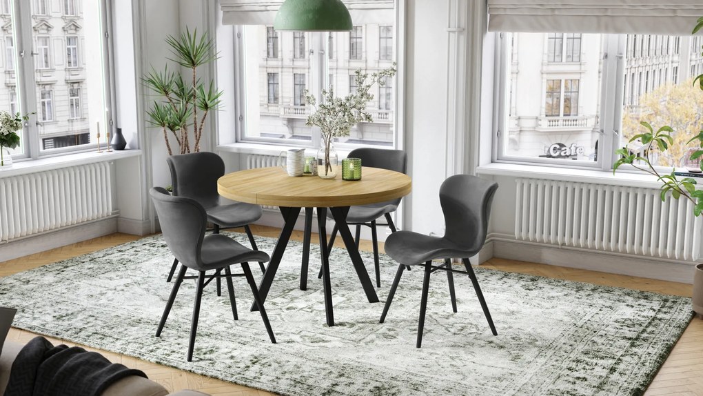 MAZZONI EXPORT ALTEA Velură Gri închis/picioare negre - MODERNE PENTRU LIVING/SUFRAGERIE/BUCĂTĂRIE/BIROU CATIFEA