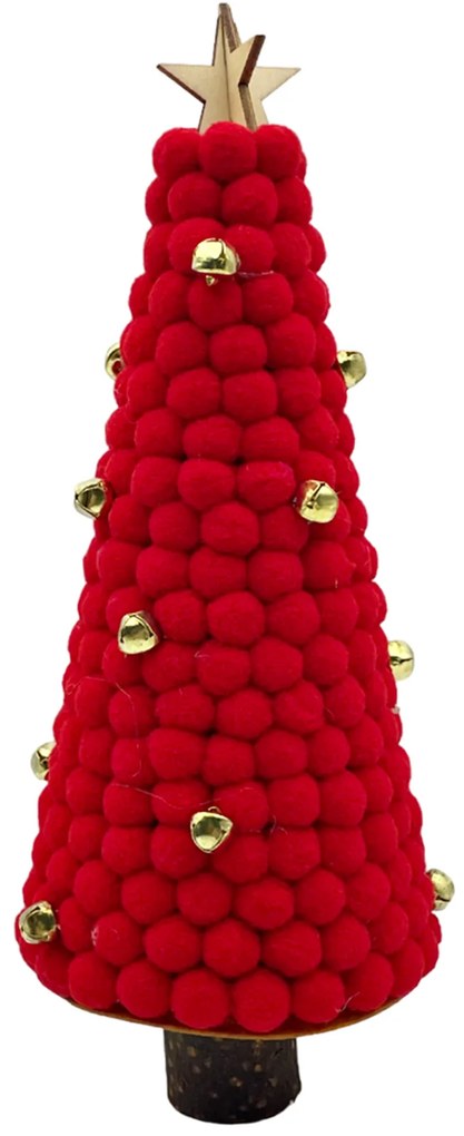 Brad decor Craciun MAGIC, Rosu, 25cm