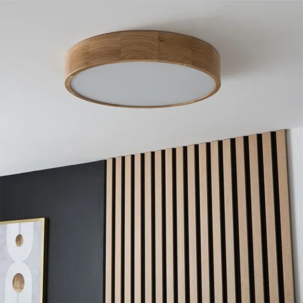 Brilagi - Plafonieră LED RGBW dimabilă CARVALHO, 3xE27/9W/230V, Wi-Fi, stejar, Ø 47,5 cm