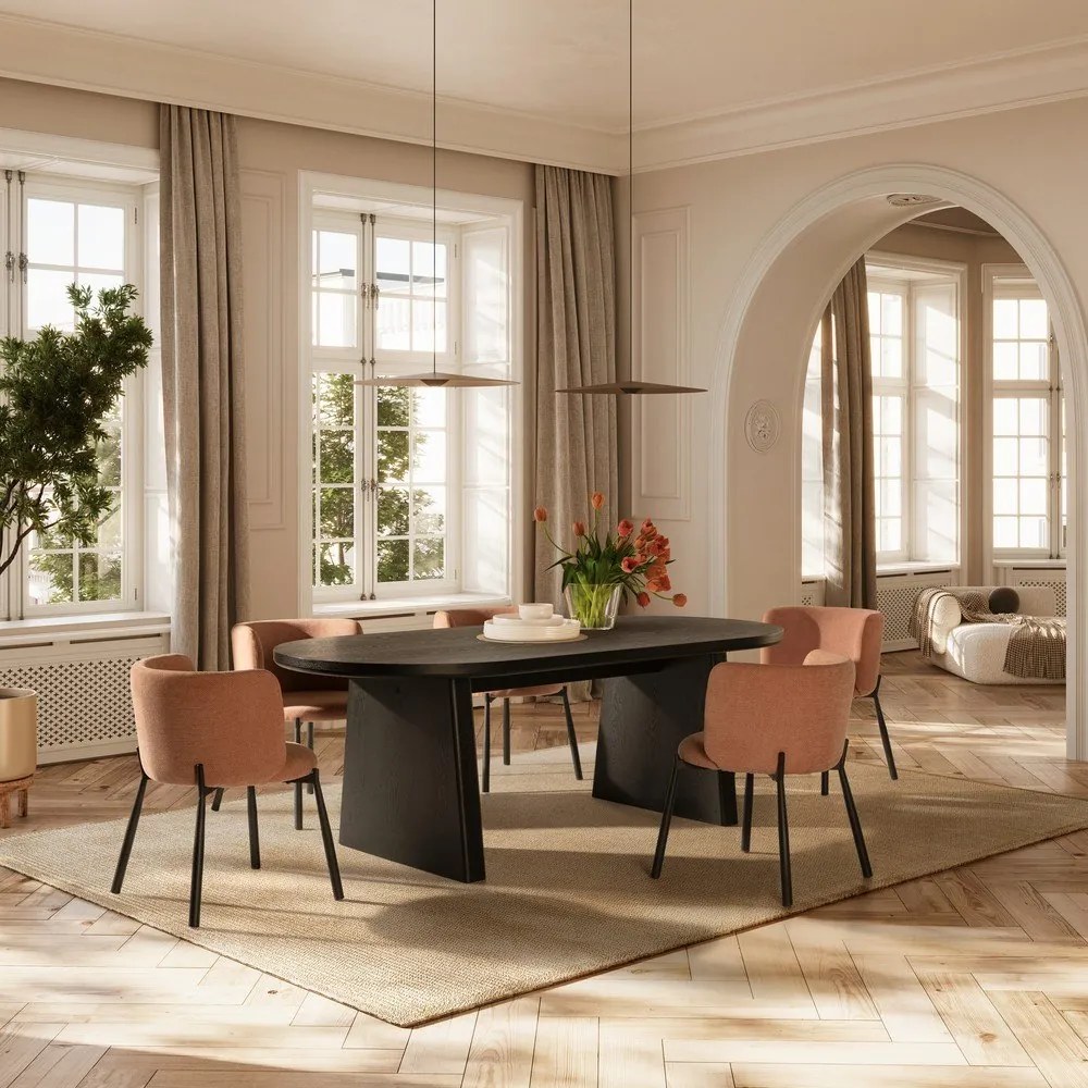 Set de scaune de sufragerie piersică 2 buc. tapițat Ginny – MOME