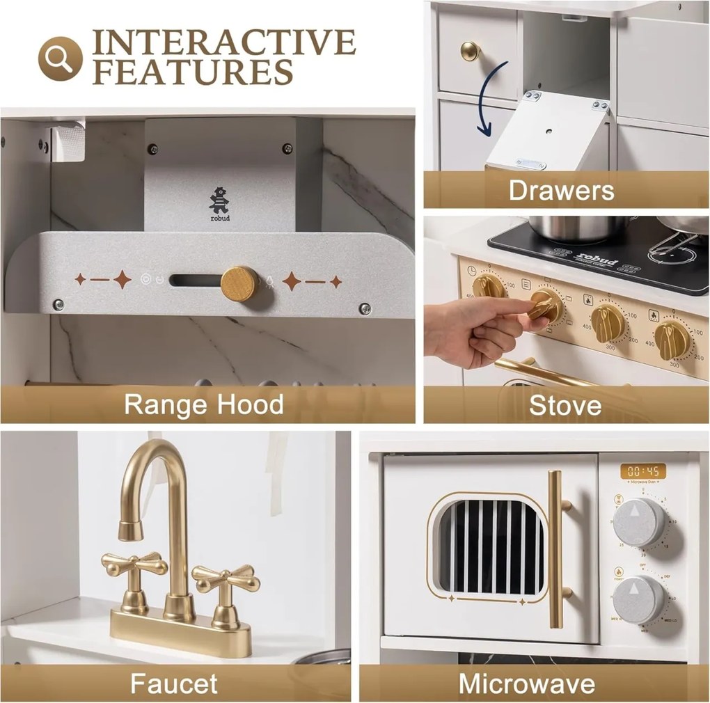 Bucatarie copii din lemn moderna alba