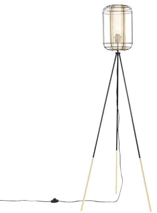 Lampă de podea de design trepied negru cu auriu - Gaze