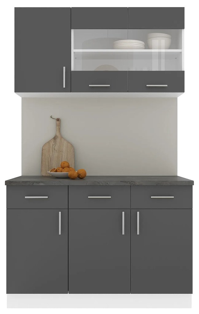 Set Bucatarie Karo V3, Antracit/Alb, Blat Thermo 28 mm, L 120 cm