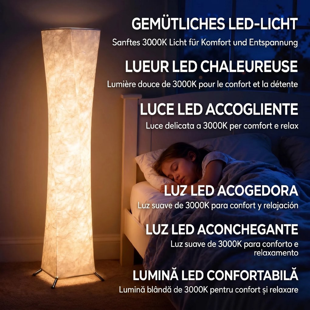 HOMCOM Lampă de Podea Modernă cu Întrerupător de Picior, din Oțel și Plastic, 25x25x129 cm, Alb și Argintiu | Aosom Romania