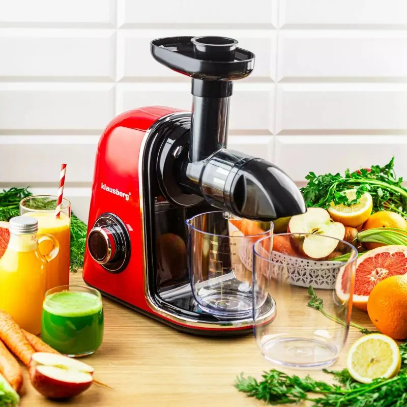 Storcator de fructe si legume Klausberg KB 7870, 150 W, 700 ml, Reverse, Accesorii, Rosu