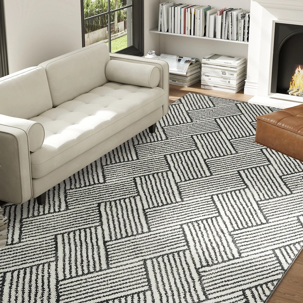 HOMCOM Covor salon 230 x 160 cm fibra scurtă lavabil în mașină hipoalergenic pentru sufragerie, dormitor, birou, gri | Aosom Romania