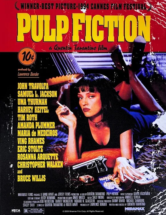 Placă metalică Pulp Fiction - Uma on Bed