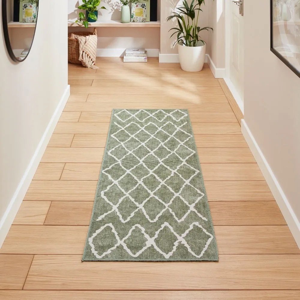 Covor tip traversă verde lavabil 61x170 cm Coral Green – Think Rugs