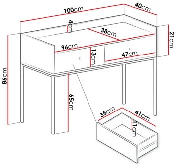 Masă de toaletă Tezarta 2SZ (Alb + Negru) . Promo -17%. 1106148