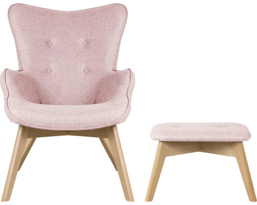 Fotoliu cu taburet roz deschis Niko – Ropez