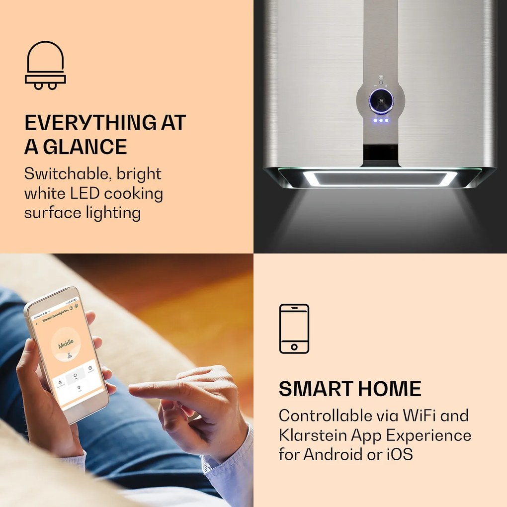 Futurelight Smart hotă insulă Recirculare 420m³/h LED din oțel inoxidabil