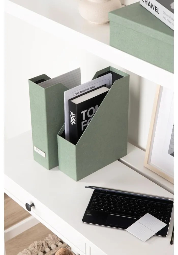 Organizatoare verzi pentru documente 5 buc. din carton Holger Canvas Paper Laminate – Bigso