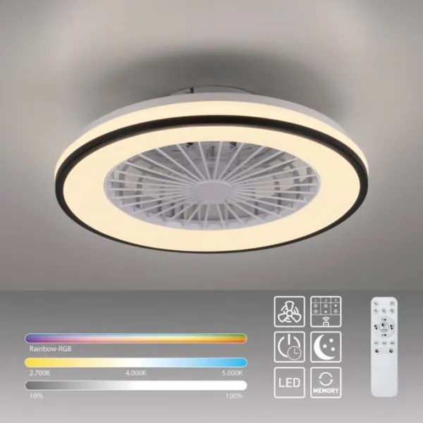 Ventilator LED RGBW dimabil de tavan JUST LIGHT. 14447-18 LENO LED/44W/230V + telecomandă