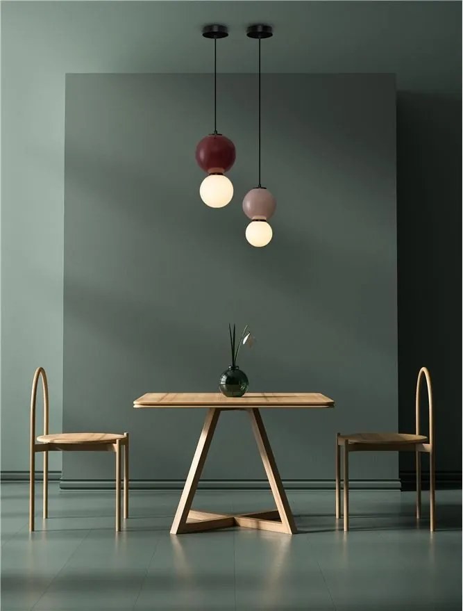 Pendul LED decorativ portelan mocha, sticla alb, NOESIS