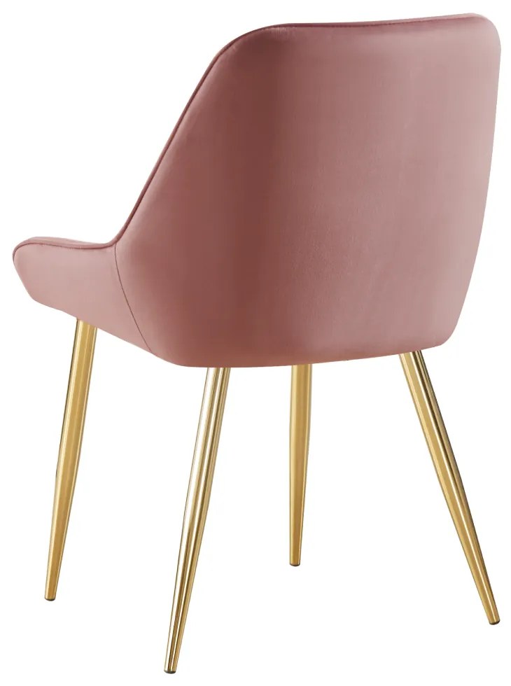 Scaun de dining sufragerie, roz tesatura stofa Velvet gold crom-auriu, roz/crom auriu, stofa textil