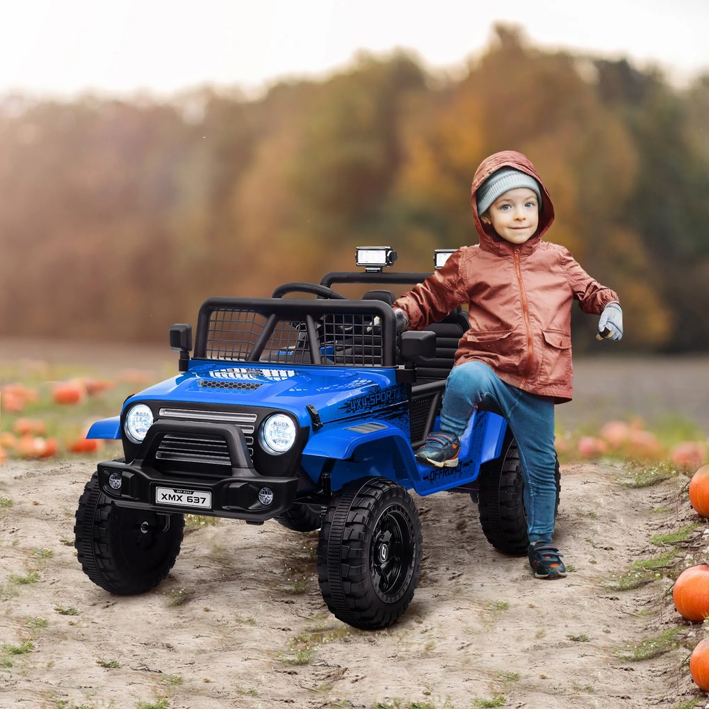 AIYAPLAY Mașină Offroad pentru Copii 3-6 Ani 12V cu Telecomandă Albastru | Aosom Romania