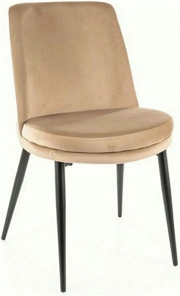Scaun KAYLA, bej/negru, stofa catifelata/metal, 49x46x84 cm
