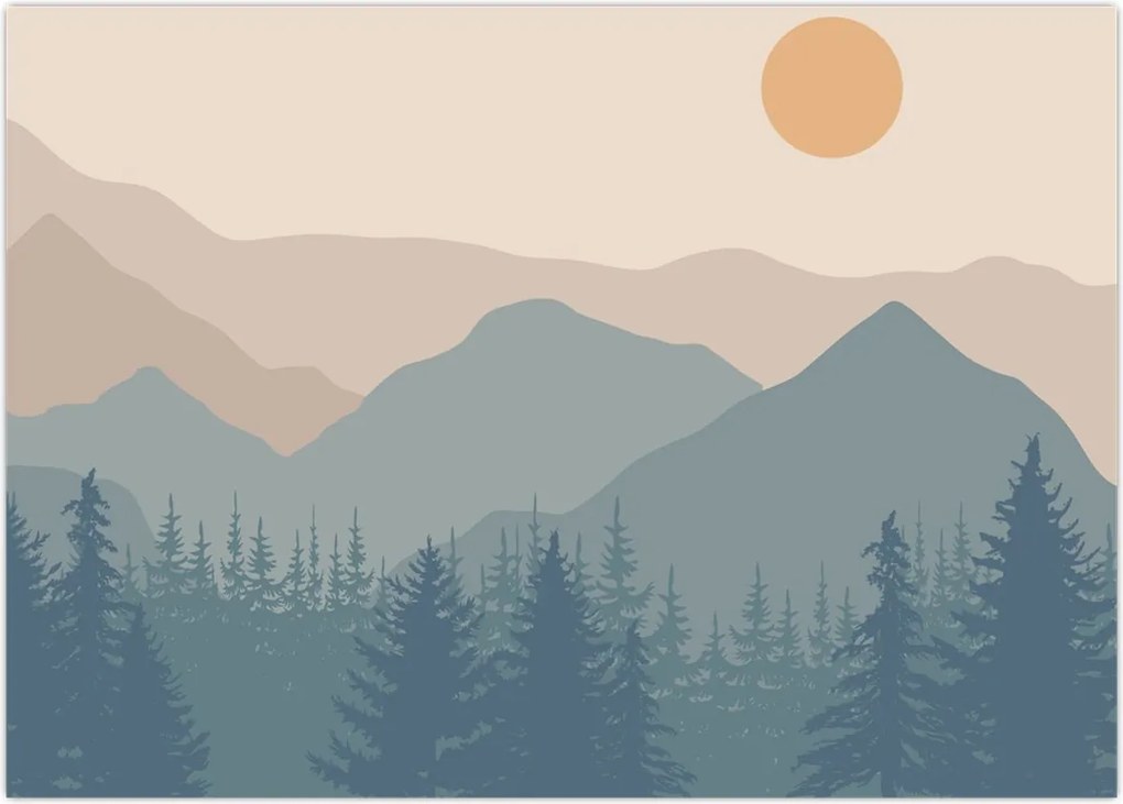 Tablou pe sticlă - Munții Turcoaz N⁰1 (70x50 cm)