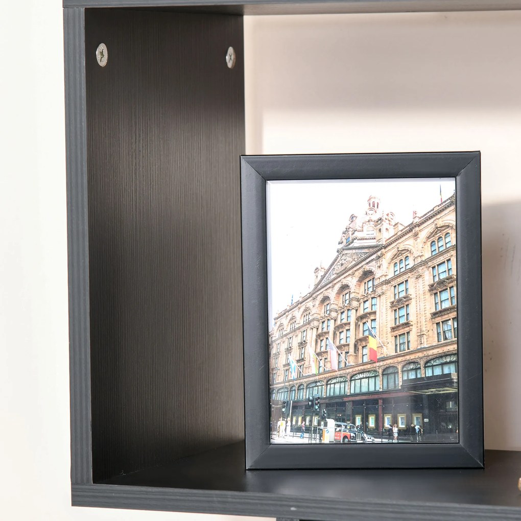 HOMCOM Bibliotecă Modernă cu 6 Rafturi, Design Zig-Zag, Lemn Rezistent, Ușor de Curățat, Negru, 80x24x191 cm | Aosom Romania