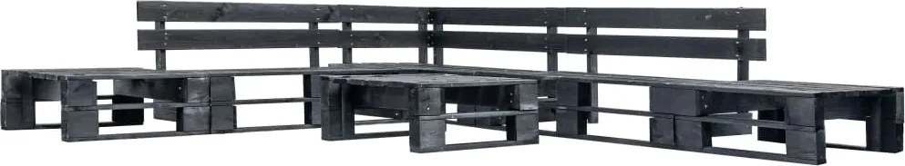 vidaXL Set mobilier de grădină din paleți, 6 piese, negru, lemn