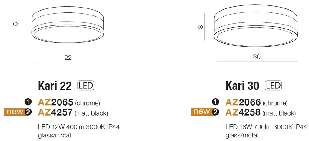 Plafoniera LED pentru baie moderna Kari 22 BK