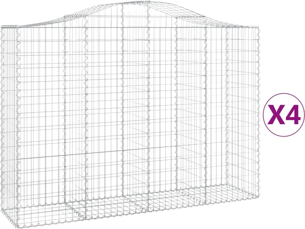 vidaXL Coșuri gabion arcuite 4 buc, 200x50x140/160 cm, fier galvanizat