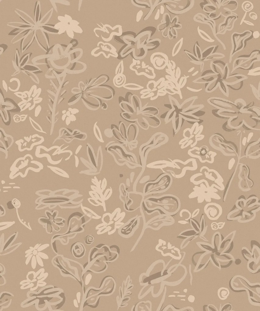 Tapet lavabil Crazy Flowers, Beige, TresTintas 5mp / rola