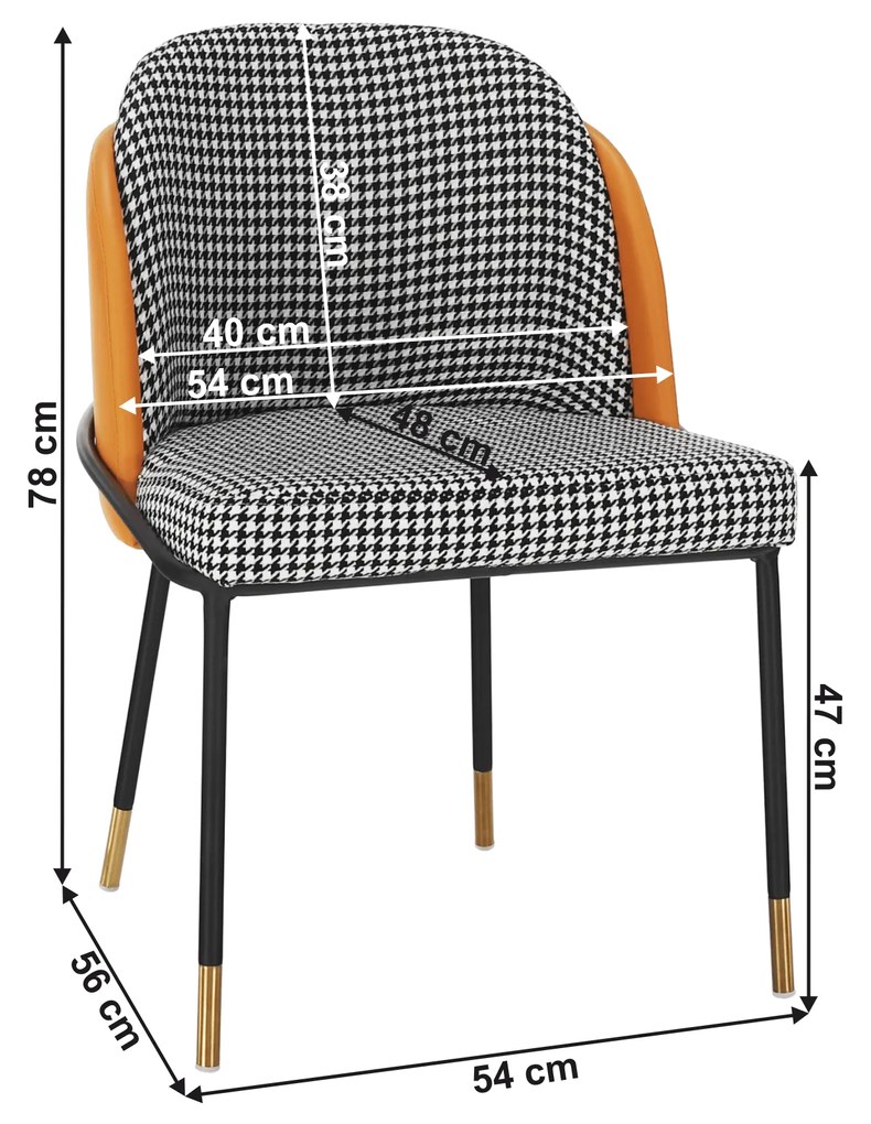 Scaun de luat masa, model alb-negru / piele ecologică camel, KIRNA