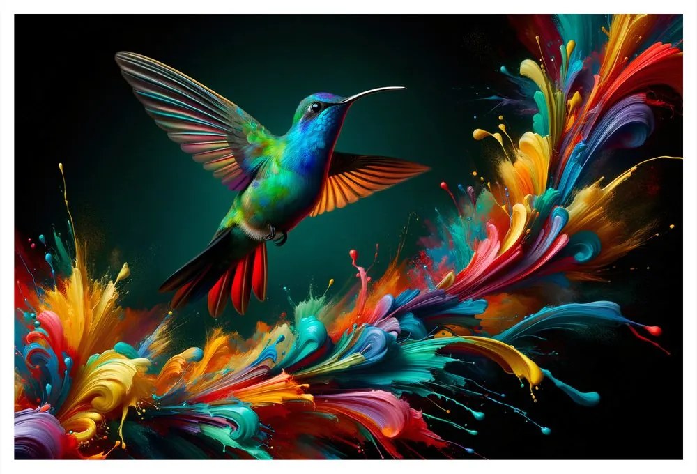 Tablou colibri colorat în zbor
