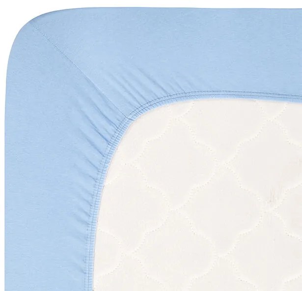 Cearșaf elastic jersey cu elastan albastru set 2 buc 90 x 200 cm