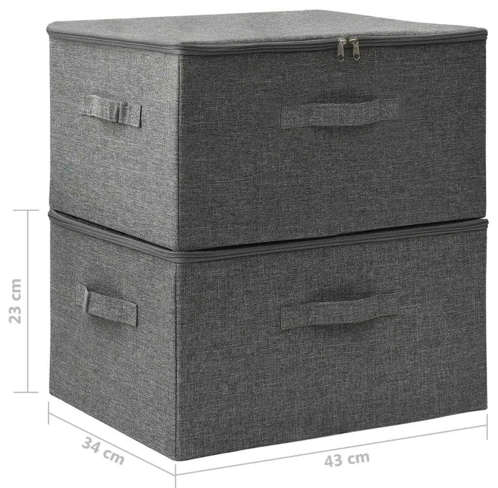 Cutii de depozitare 2 buc. antracit 43x34x23 cm material textil 2, Antracit, 1
