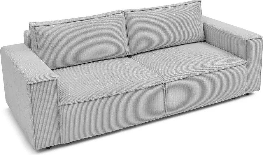 Canapea gri deschis extensibilă cu tapițerie din catifea reiată 245 cm Nihad – Bobochic Paris